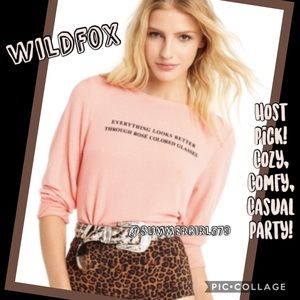 🏷NWT Wildfox Rosé Glasses Beach Sweatshirt